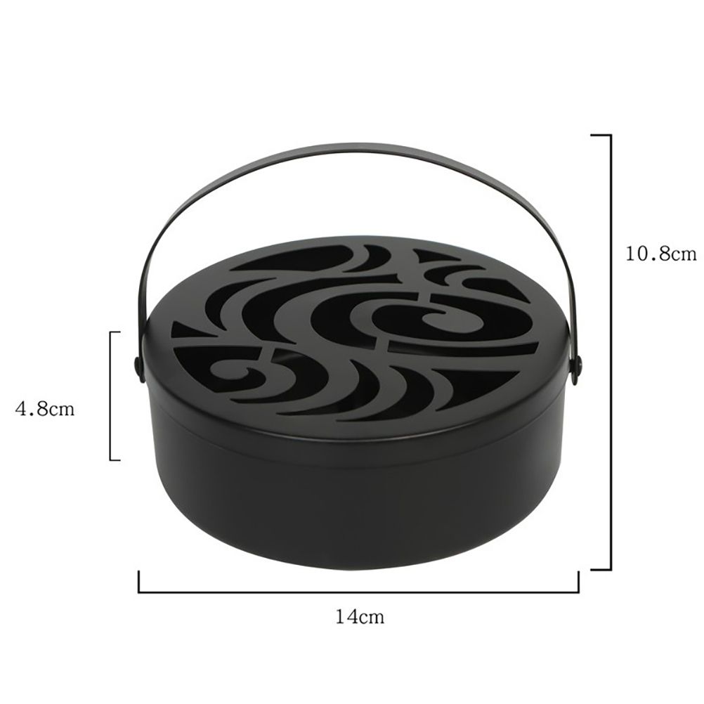 Iron Mosquito Coil Holder Hollow Mosquito Coil Box Round Incense with Handle — image 2