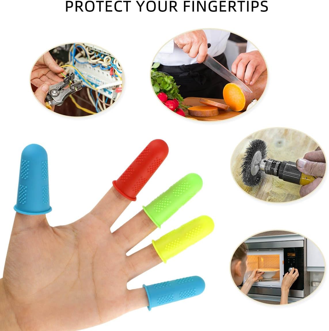 12 Pieces Finger Protectors Silicone Protector for Hot Glue Gun Wax Resin Honey Adhesives Guard Tips Caps Pads Covers Fingers Thimble Sewing Sorting Counting — image 4