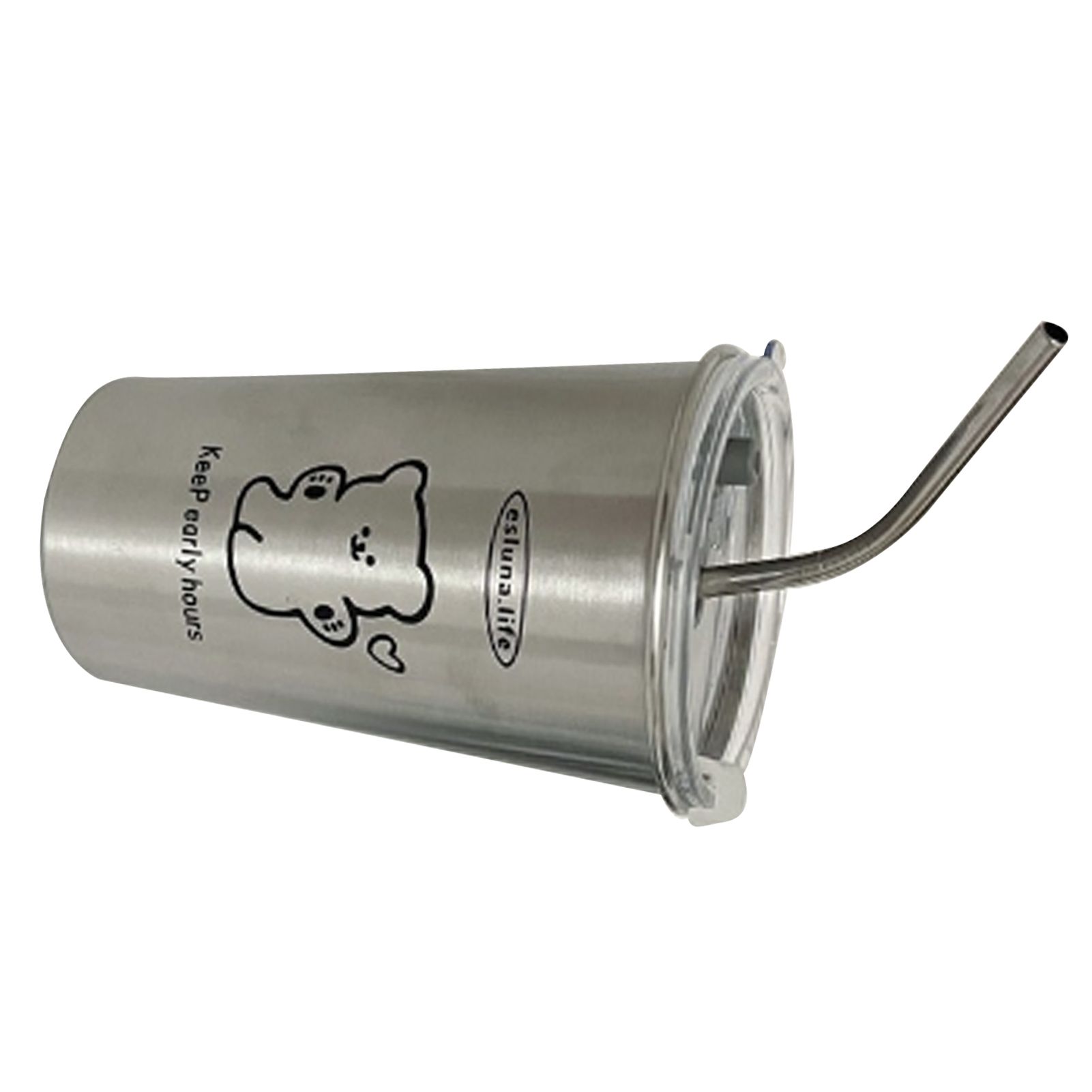 Stainless Steel Cold Tumbler 500ml with Metal Straws Lid Iced Coffee Travel Mug for Coffee Water Tea Happy Bear โ image 4