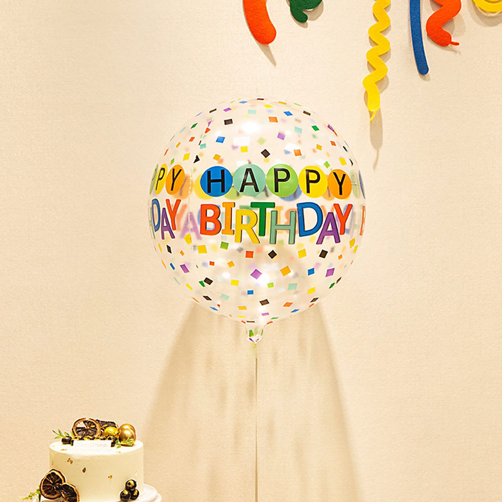 20pcs Large polyester film Happy Birthday balloon Round 4D Birthday balloon Rainbow helium foil Colorful confetti balloon — image 3