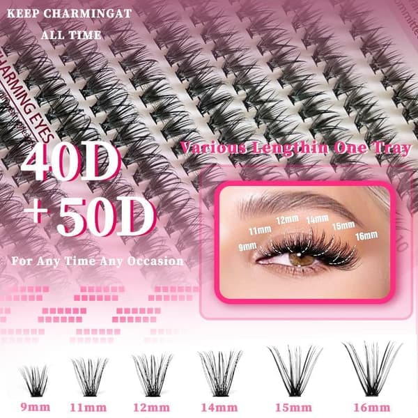 Individual False Eyelashes, Pre-made Cluster Lashes, Eyelash Extension Kit with D-curl for Beginners (30+40+50D)_tfrf โ image 4