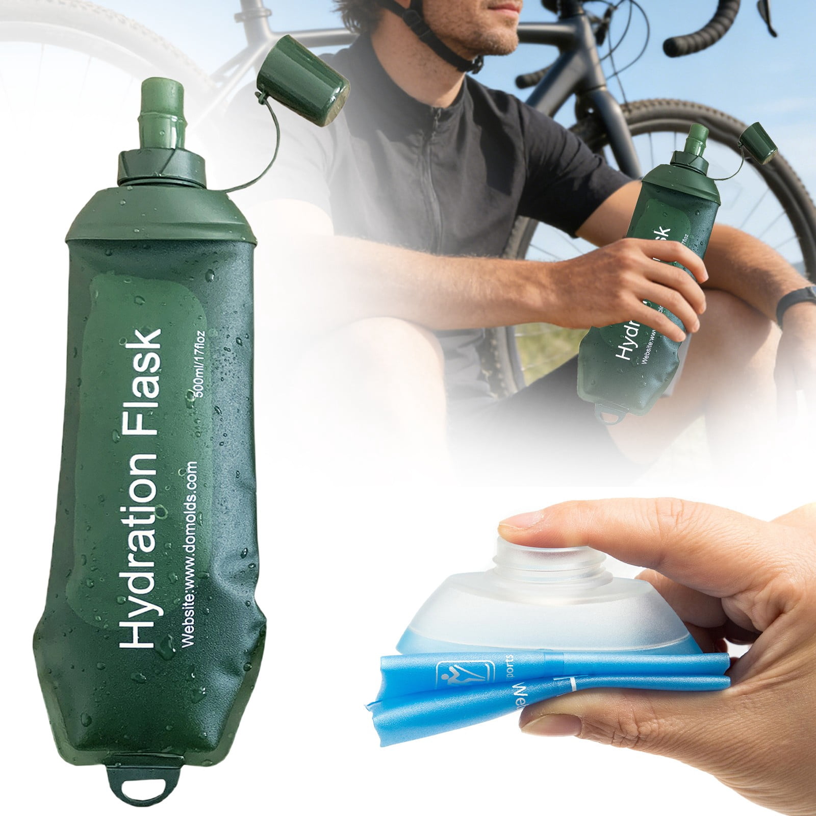 150ml Soft Flask,Light Tpu Foldable Soft Water Bottle Leak Proof Hydration Flask,Soft Water Bottle Running for Running Hiking Cycling Camping Portable Travel — image 2