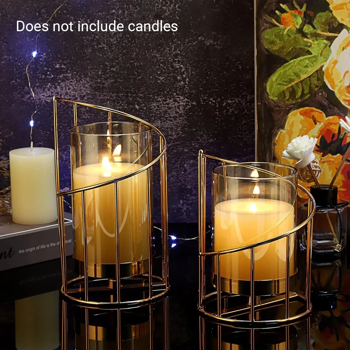Wrought Iron Candle Holder Romantic Candlestick Ornament Dinner Table Decor Prop - L โ image 5
