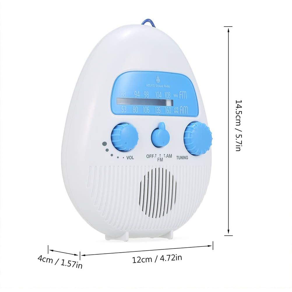 Mini Shower Radio Waterproof Bath Radio Battery Powered FM/AM Radio — image 2