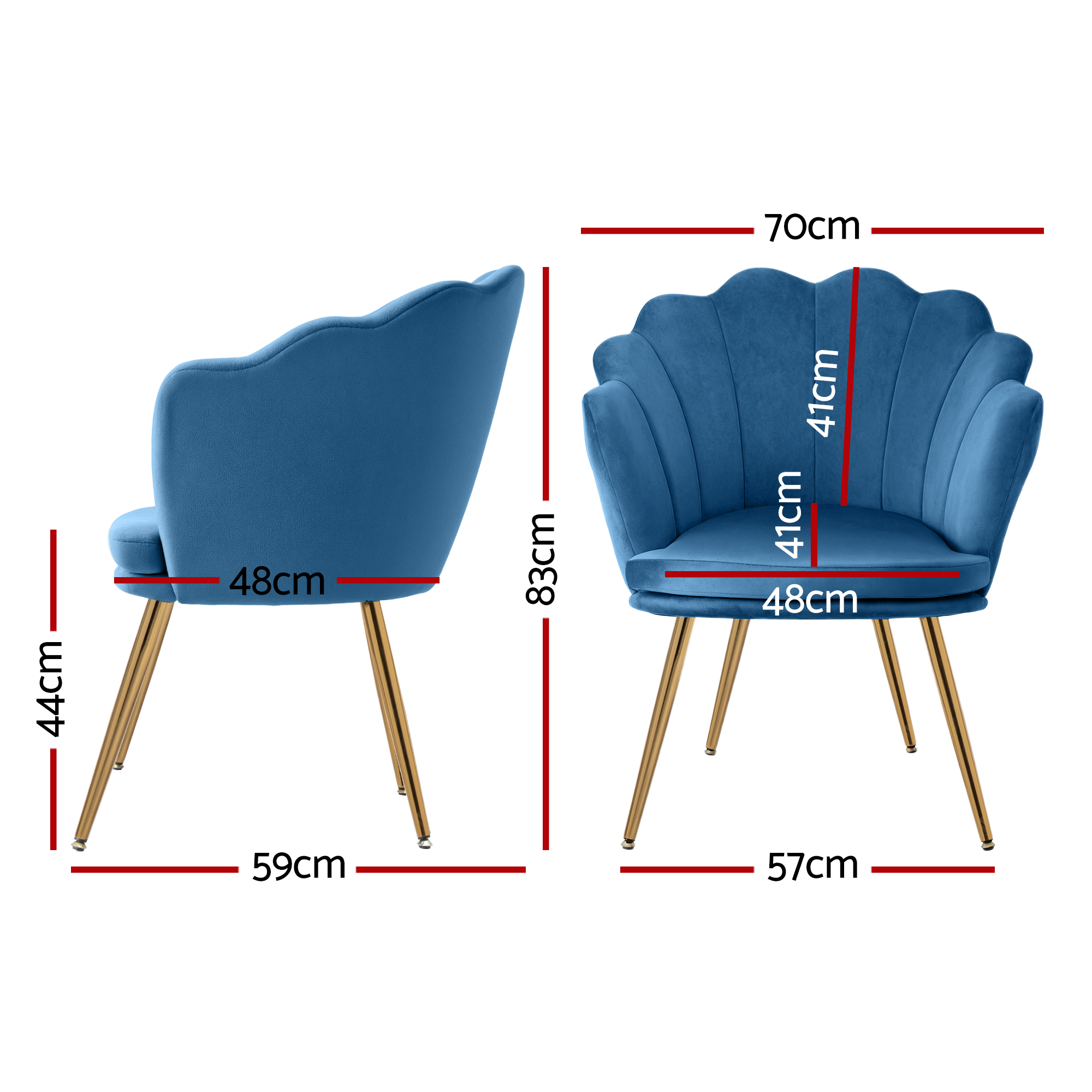 Artiss Armchair Velvet Blue Callista โ image 3