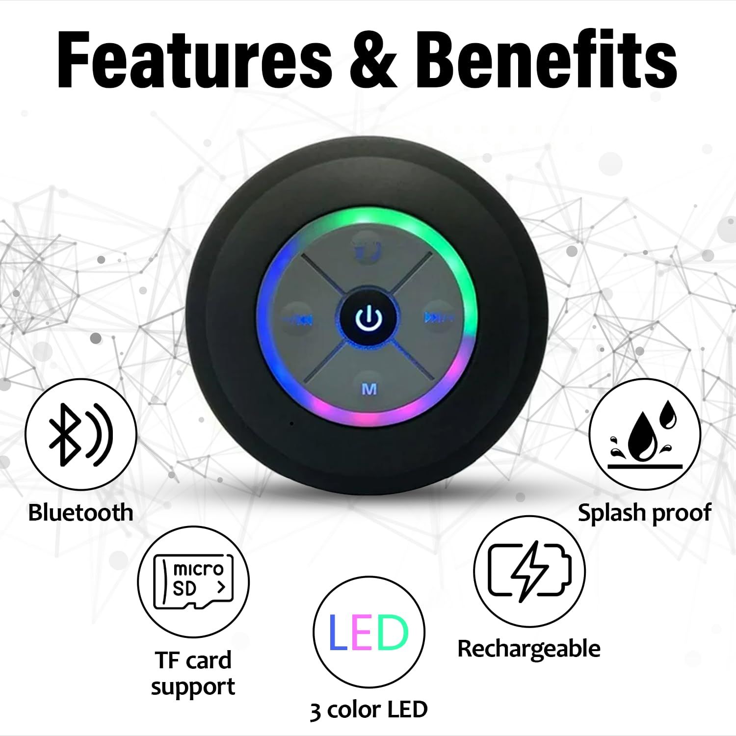 Waterproof Bluetooth Speaker | Mini Portable Waterproof Sucker Shower Speaker | Water Resistant Bluetooth Shower Speaker — image 5