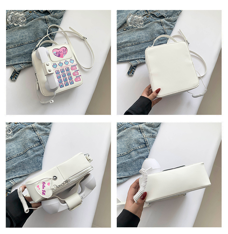 Red Sweet Girl Creative Crossbody Bag with Telephone Design, PU Material, Lightweight and Unique โ image 3