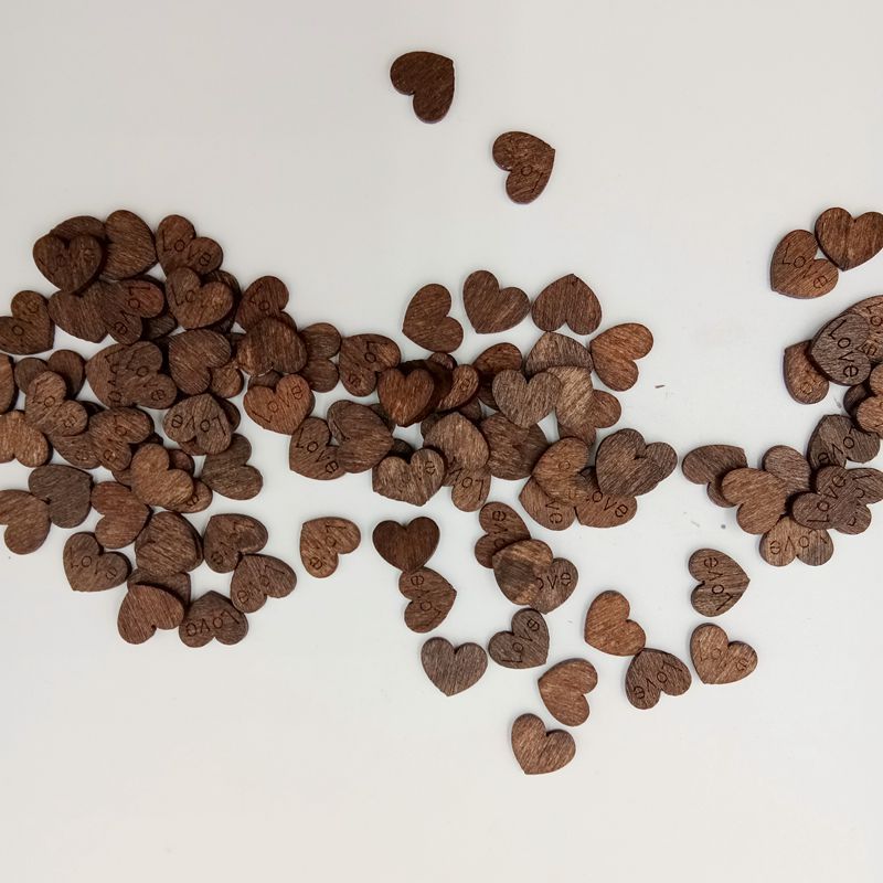 100pcs Wooden Love Confetti Decoration - Rustic Heart, Mini Wooden Love | Weddings, Bridal Showers, Baby Showers, Anniversary — image 2