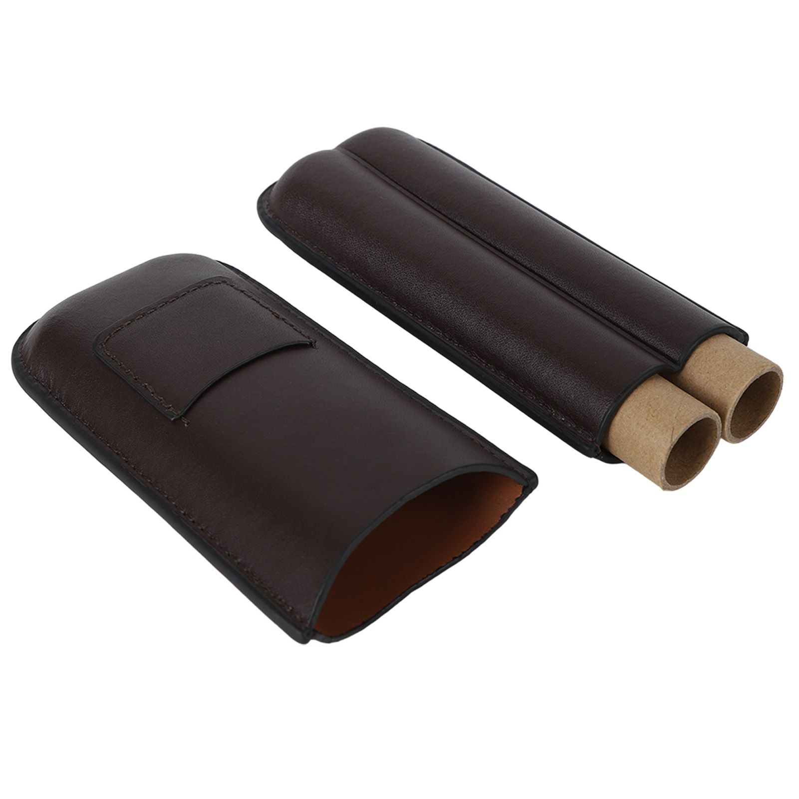 2 Finger Travel Cigar Holder Wearproof Portable Fashion Ventilate Leather Cigar Case with Cutter for Business โ image 2