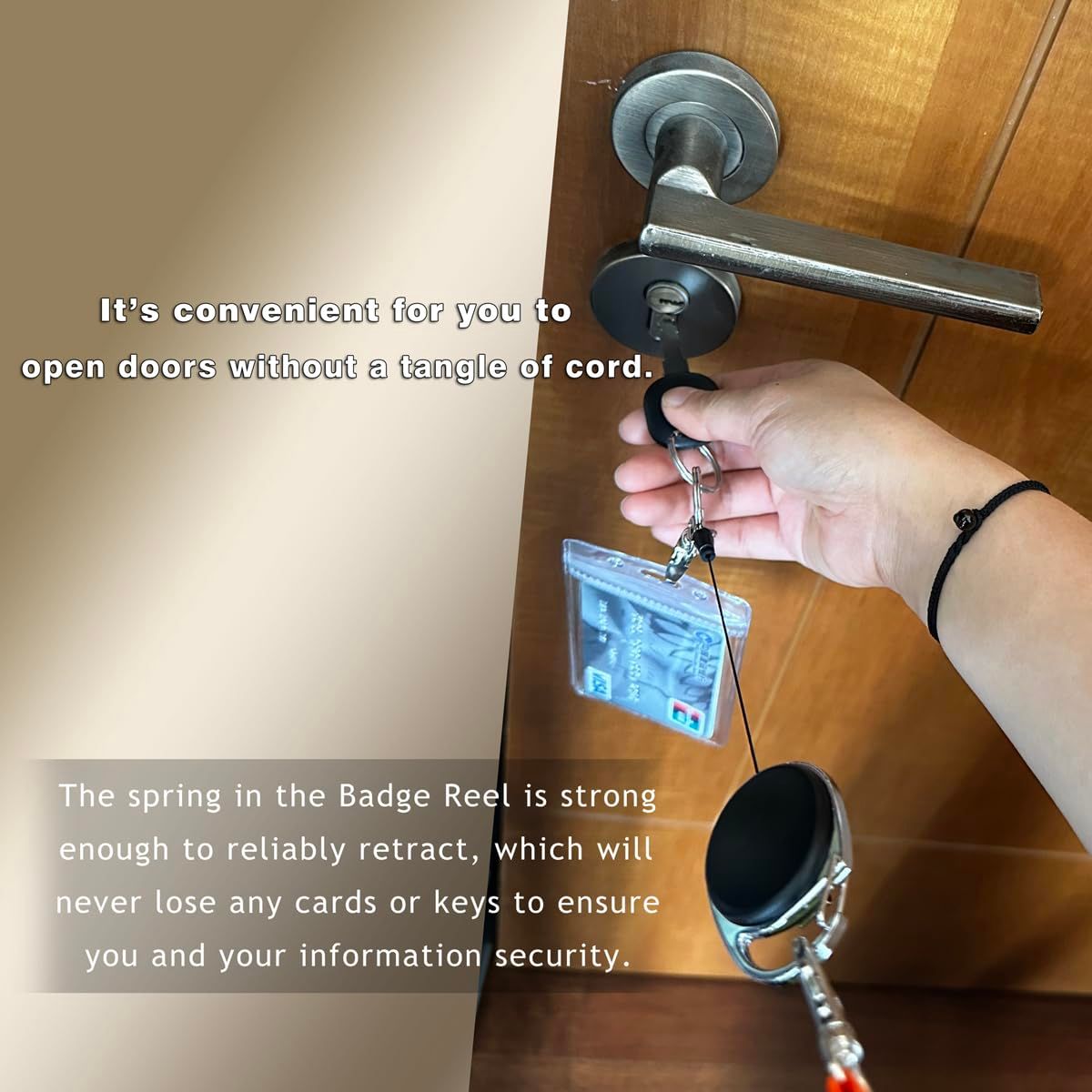 2pcs Scalable badge scroll, used for badge holder heavy-duty retractable keychain, sturdy ABS shell, with stainless steel spring coil β image 2