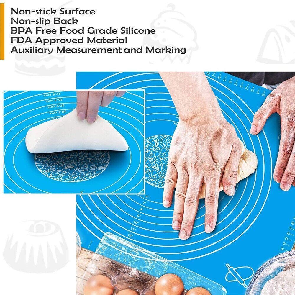 Blue Reusable Non-Stick Silicone Rolling Dough Mat Cake Pastry Baking Fondant Sheet - 40*30cm โ image 4