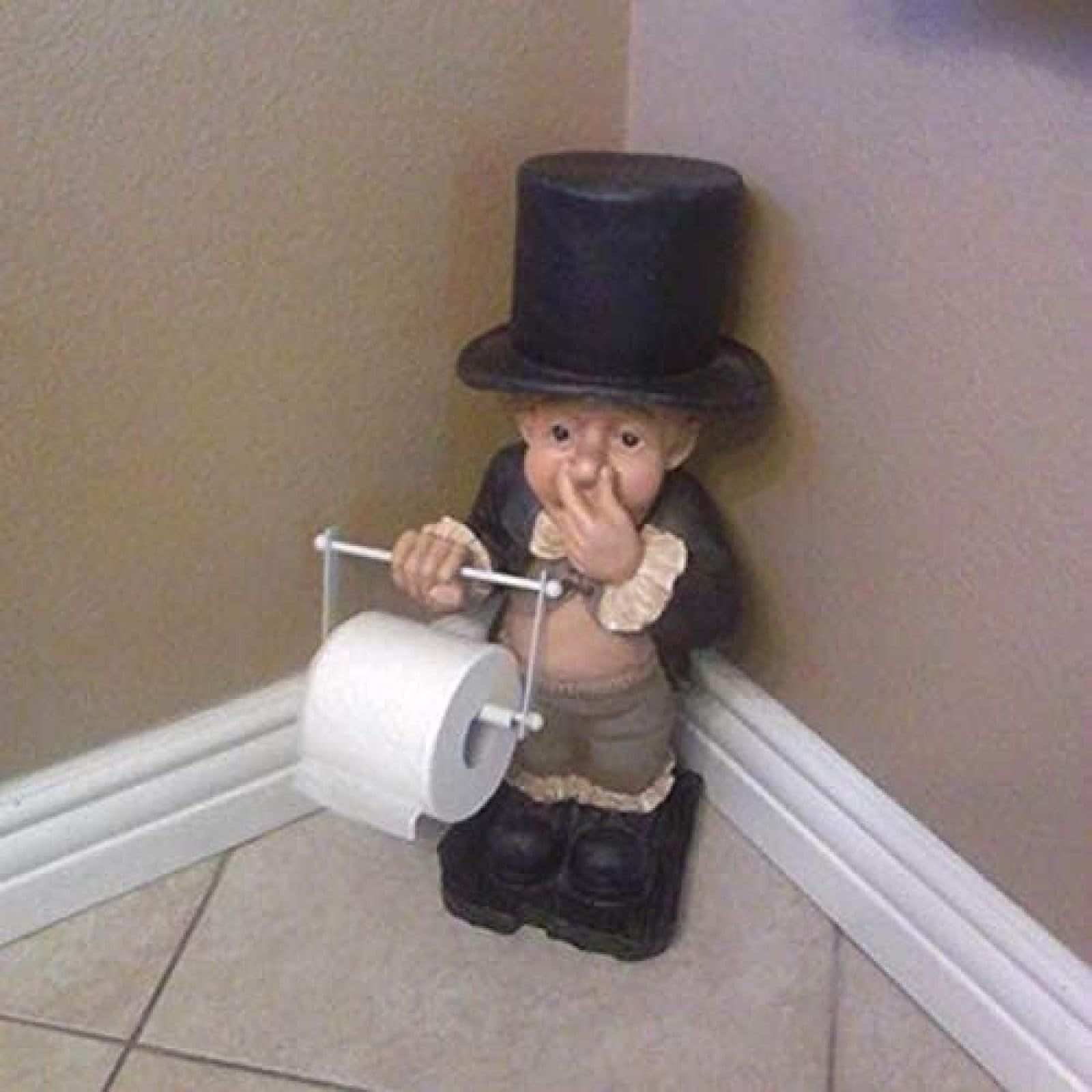 Toilet Paper Holder - Cute Pinching Nose Resin Ornament for Bathroom Tissue, with Roll Paper Holder and Toilet Butler โ image 5