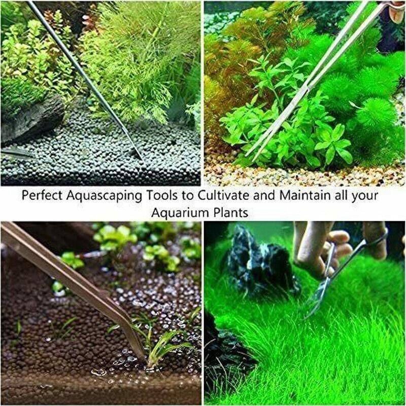 Stainless Steel Aquarium Tool Set Tweezers Scissors Spatula Kit 4 5 6PCS - 5PCS Tool + Bag — image 5