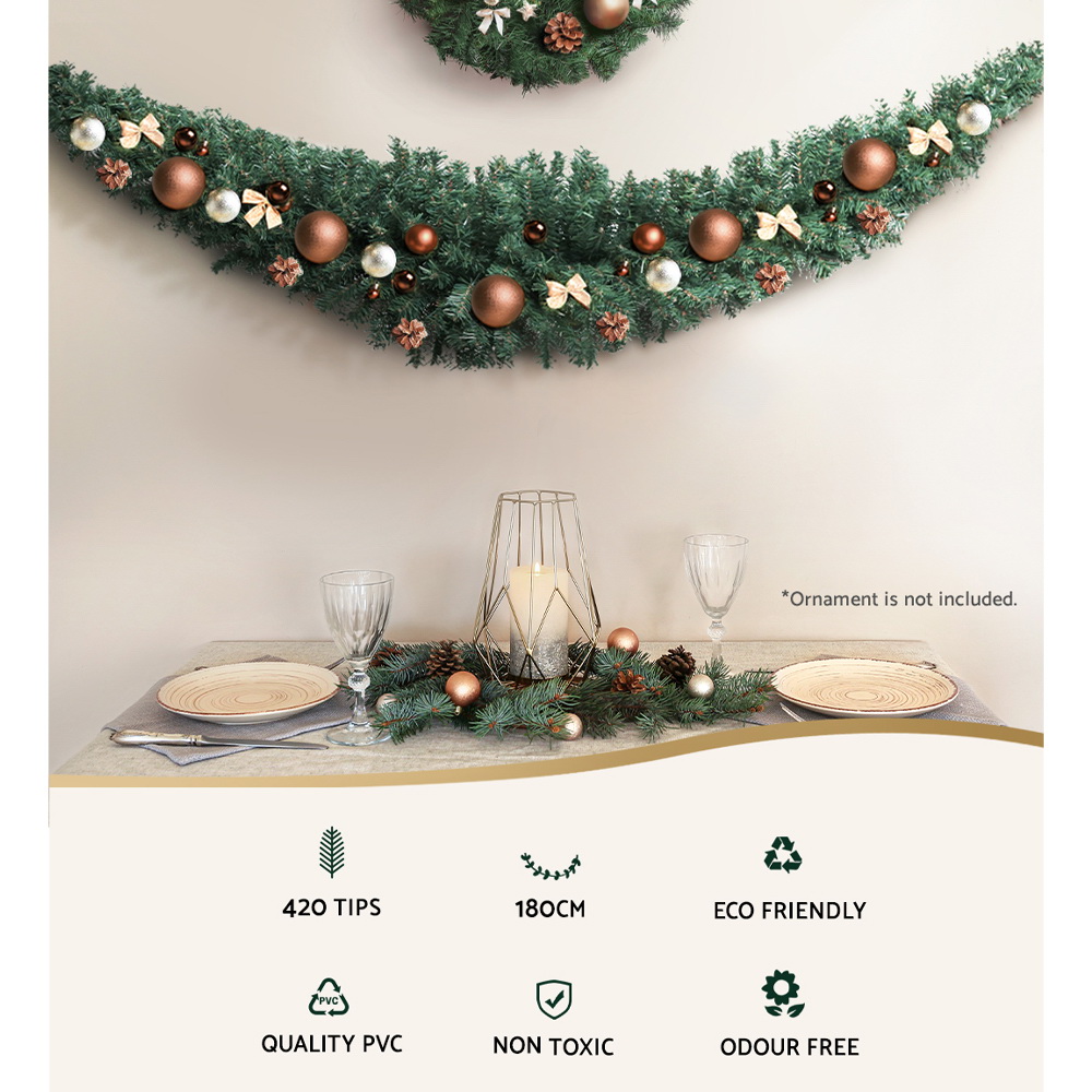Jingle Jollys 1.8m Christmas Garland Xmas Decorations Green Wedding Party โ image 4