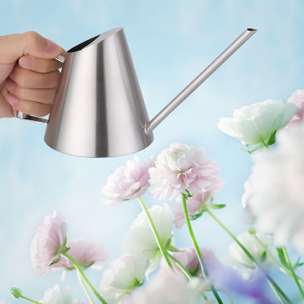 900ml Stainless Steel Watering Can Brushed Garden Planting Indoor Outdoor — image 4