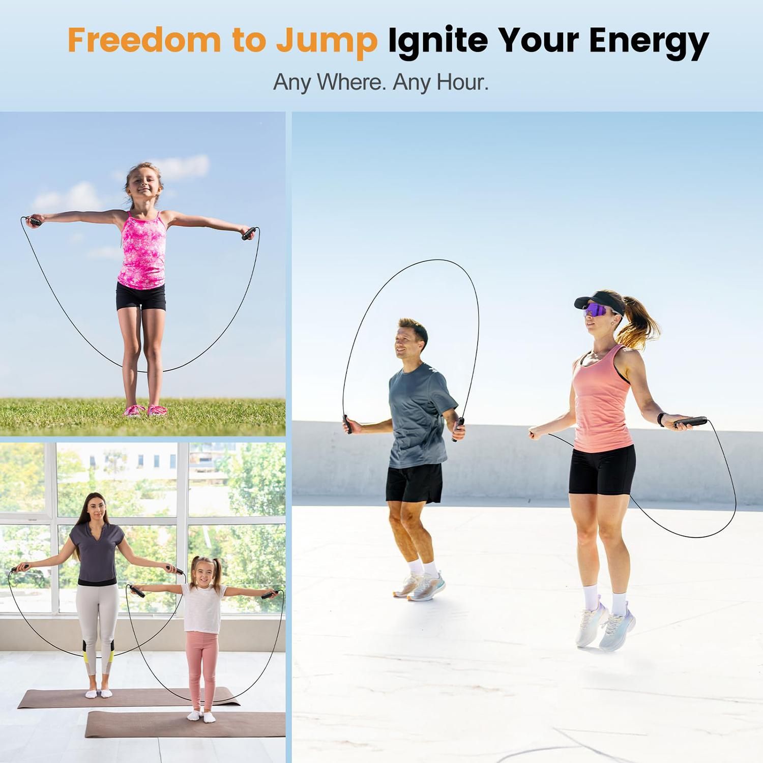 Adjustable Steel Jump Rope with Ball Bearings Foam Handles Tangle Free - Green โ image 6