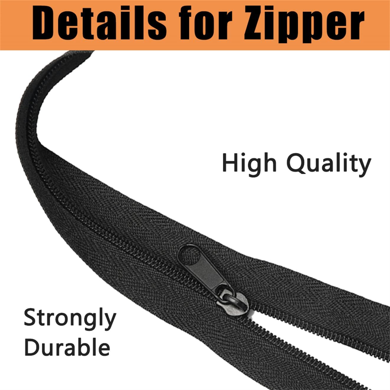 10 Yards 360 Inches Bulk Zippers,9 Meters #3 Zipper for Sewing,Black Nylon Coil Zippers by The Yards with 20pcs Replacement Sewn Zippers for DIY Sewing — image 6