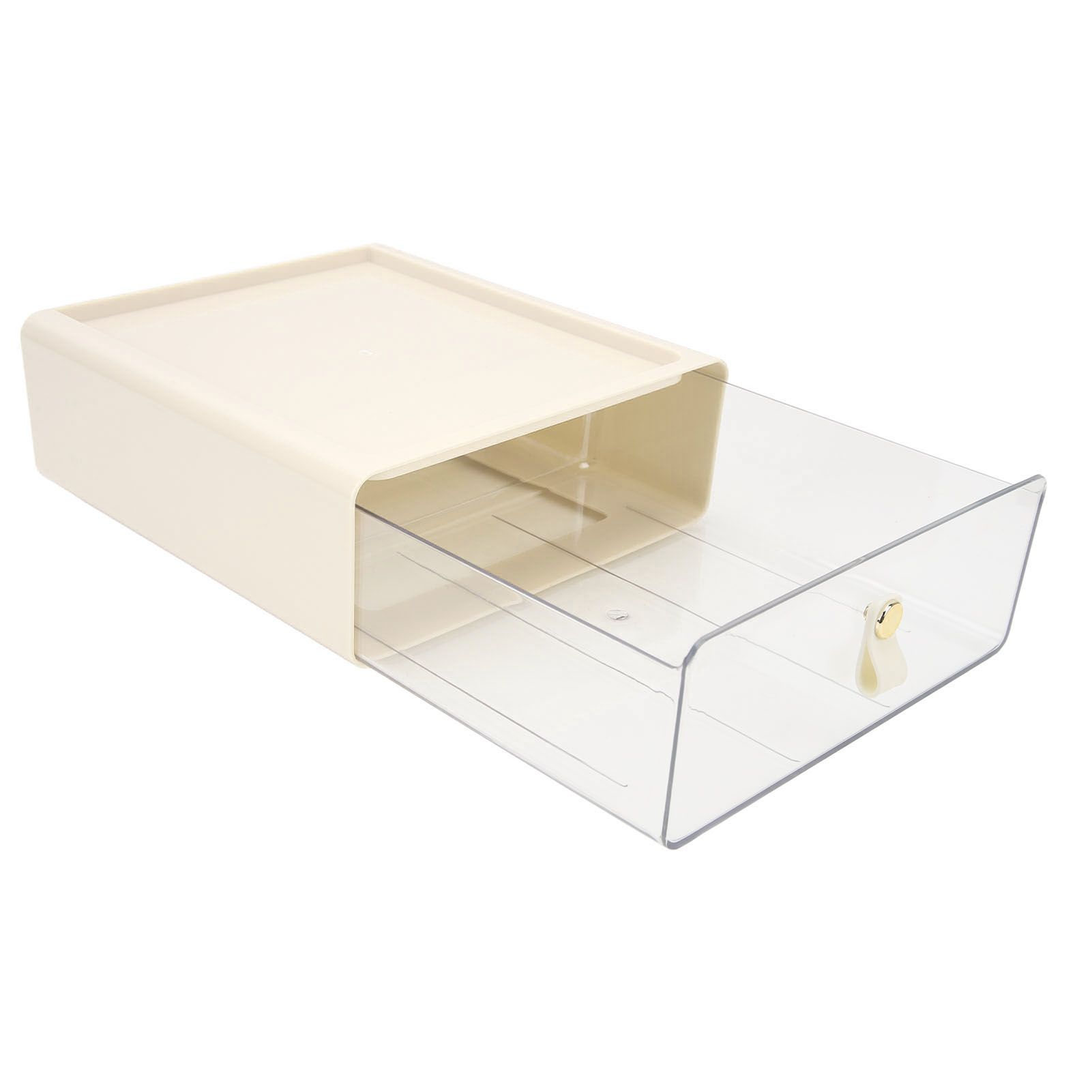 Clear Drawer Storage Box Large Capacity Desktop Drawer Storage Container Organizer for Office Cream Color — image 2