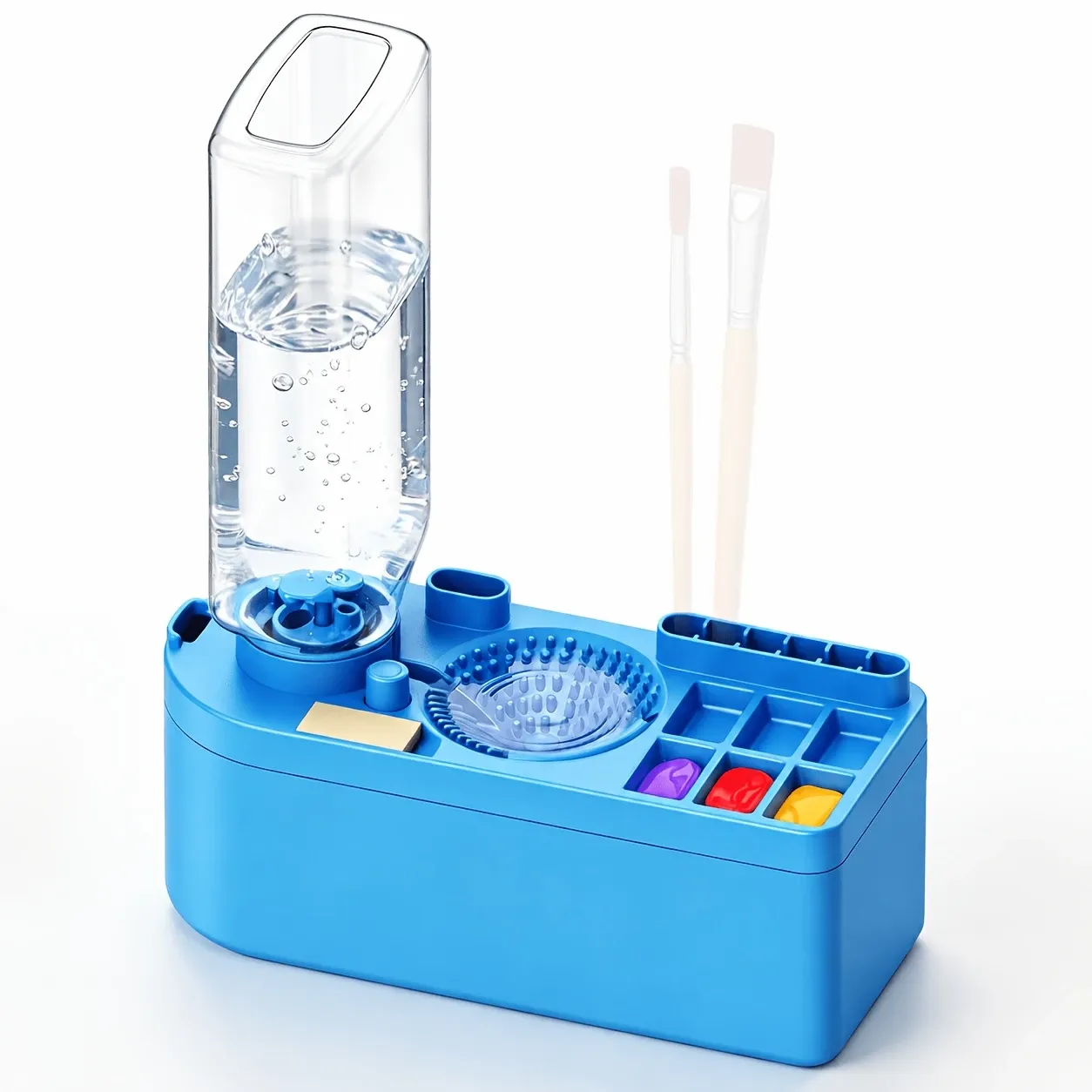 Multi-Functional All-in-One Brush Washer & Storage Box β 450ml Leak-Proof Cleaning Cup + Palette + Brush Slots, Portable & Drop-Resistant. A Must-Have for