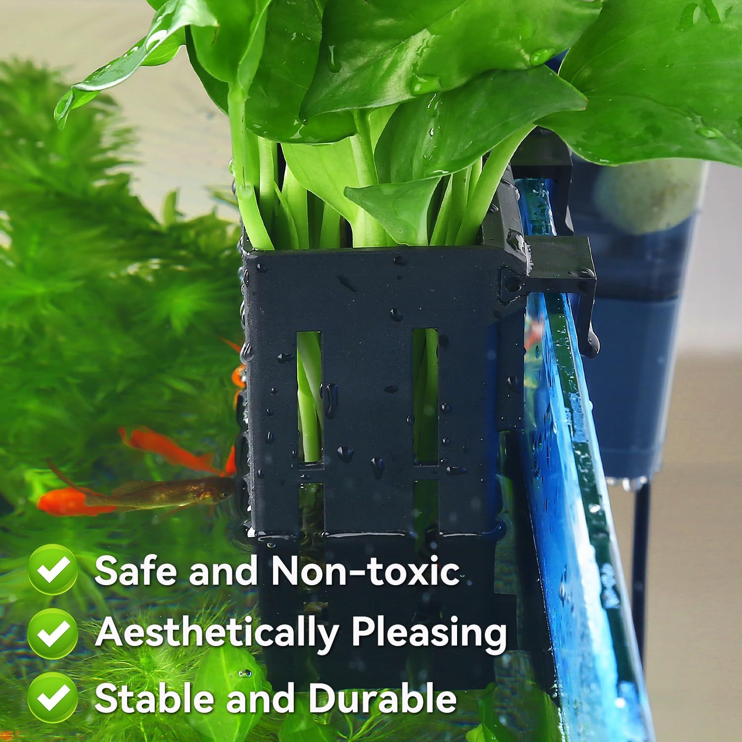 Upgraded Aquarium Plant Holder with Hooks Cups for Fish Tank Aquaponic Plant Cultivation and Aquascape Decorations (Black) — image 3