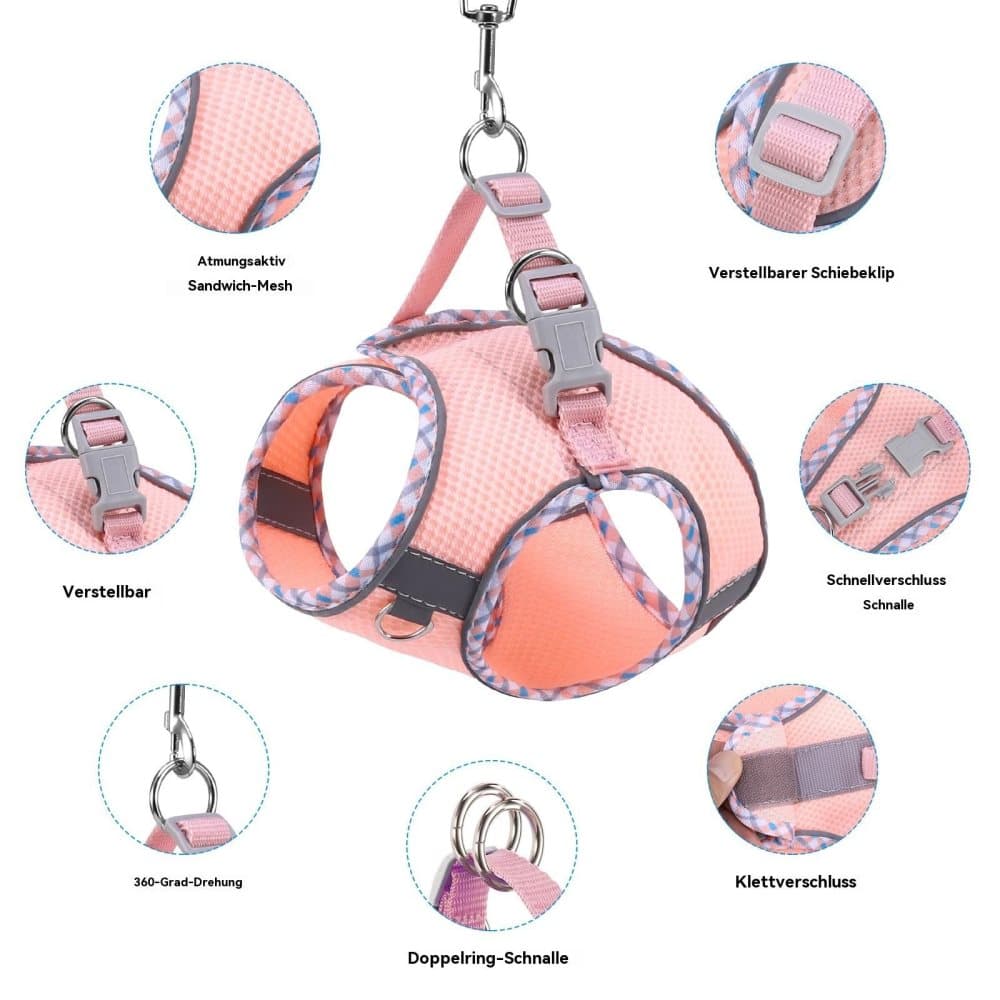 Adjustable Dog and Cat Harness with Leash, Reflective Soft Secure Fit, XXS, Green — image 2