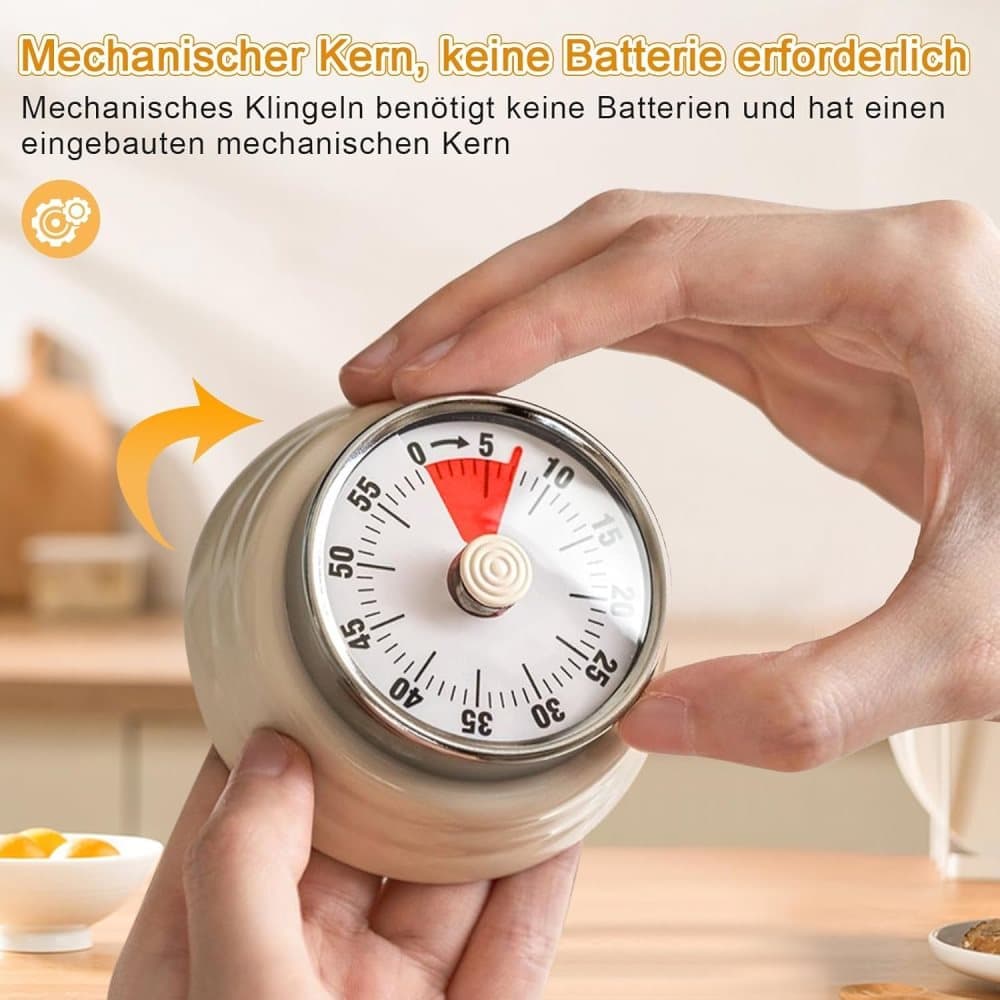 60 Minute Mechanical Kitchen Timer with Magnet, Stainless Steel Yellow, 3.6 × 7.3cm — image 5
