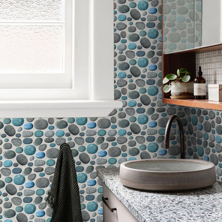 Waterproof Tiles Stone Wallpaper Stickers Bathroom Kitchen Stormy Stone β image 2