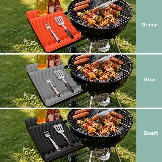 Silicone BBQ Grill Mat - 8-Slot Mat with Drip Tray - Heat-Resistant and Dishwasher-Safe - 40 × 27 cm - Gray — image 5