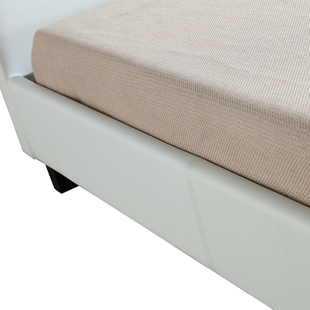 King Single PU Leather Bed Frame White — image 5