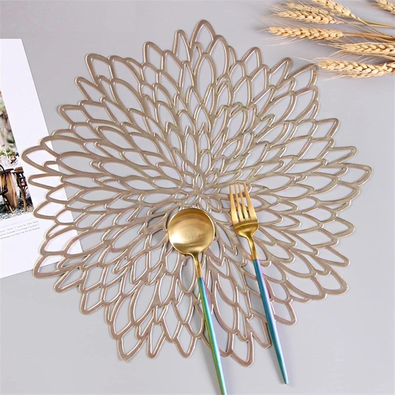 Placemats 3.9inch Pressed Vinyl Round Table Mates for Dining Washable and Wipeable Kitchen Place Mat for Holiday โ image 5