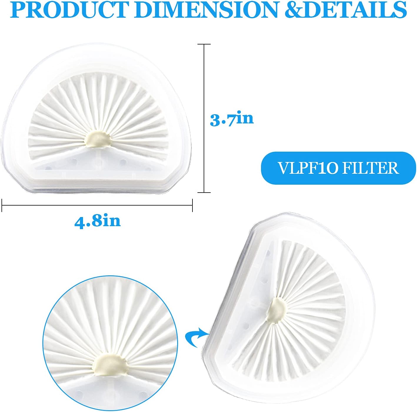 VLPF10 Filter Replacement Compatible with Black and Decker Dustbuster Hand Vacuum Replace Model # HLVA315J HLVA320J00 N575266 (4 Pack) โ image 5