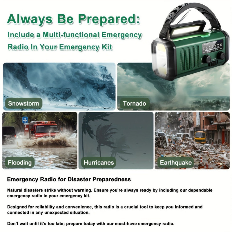 10000mAh Solar-Powered Emergency Radio with Flashlight — image 5