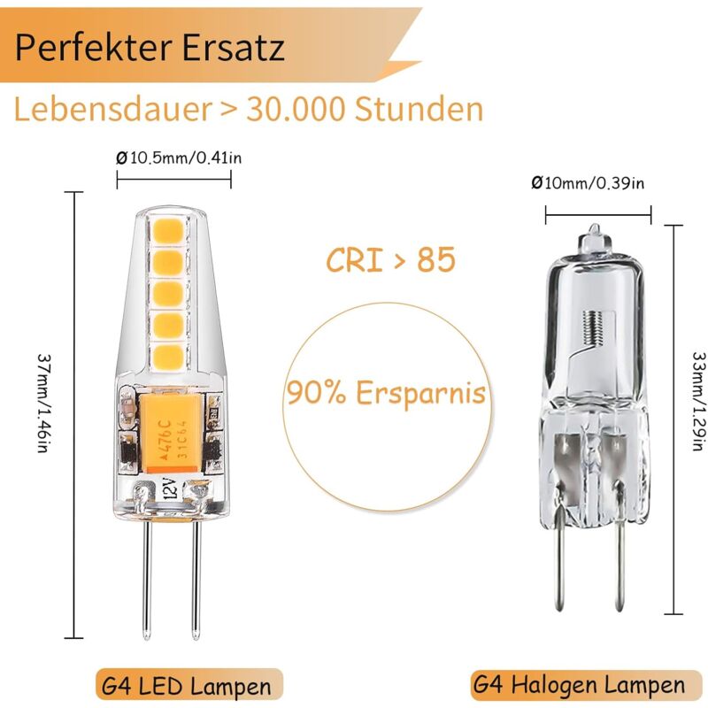 5 Pack G4 LED Bulbs Natural White 4000K Ac/Dc 12V 3W 200Lm Replacement G4 20W Halogen No Dimming No Flicker LED Pin â image 2