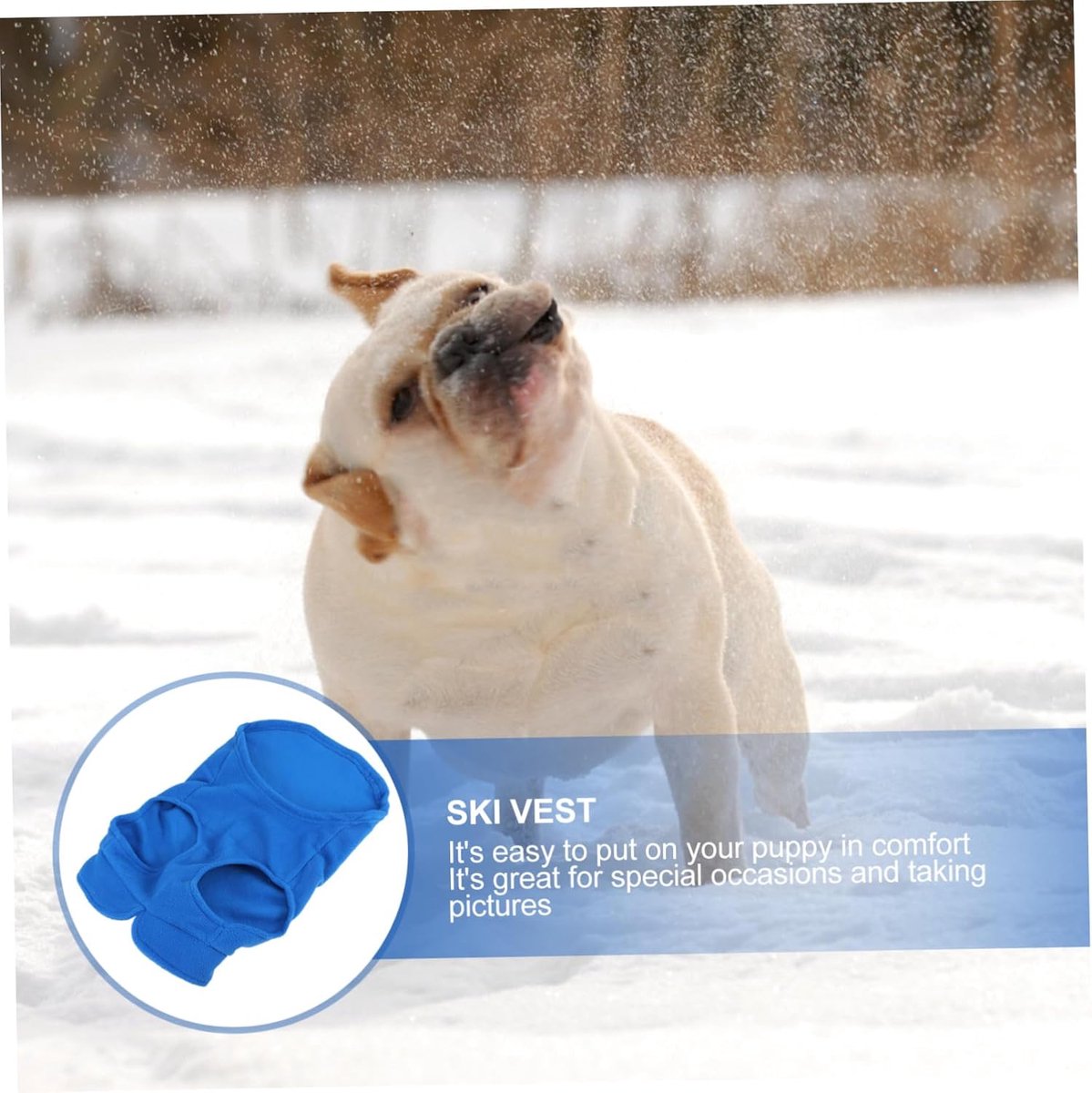 Dog coat - Fleece vest - Dog sweater - Warm winter coat - Pull-on fleece coat - Leash with ring - Perfect for small and medium dogs - Blue - Size M — image 6