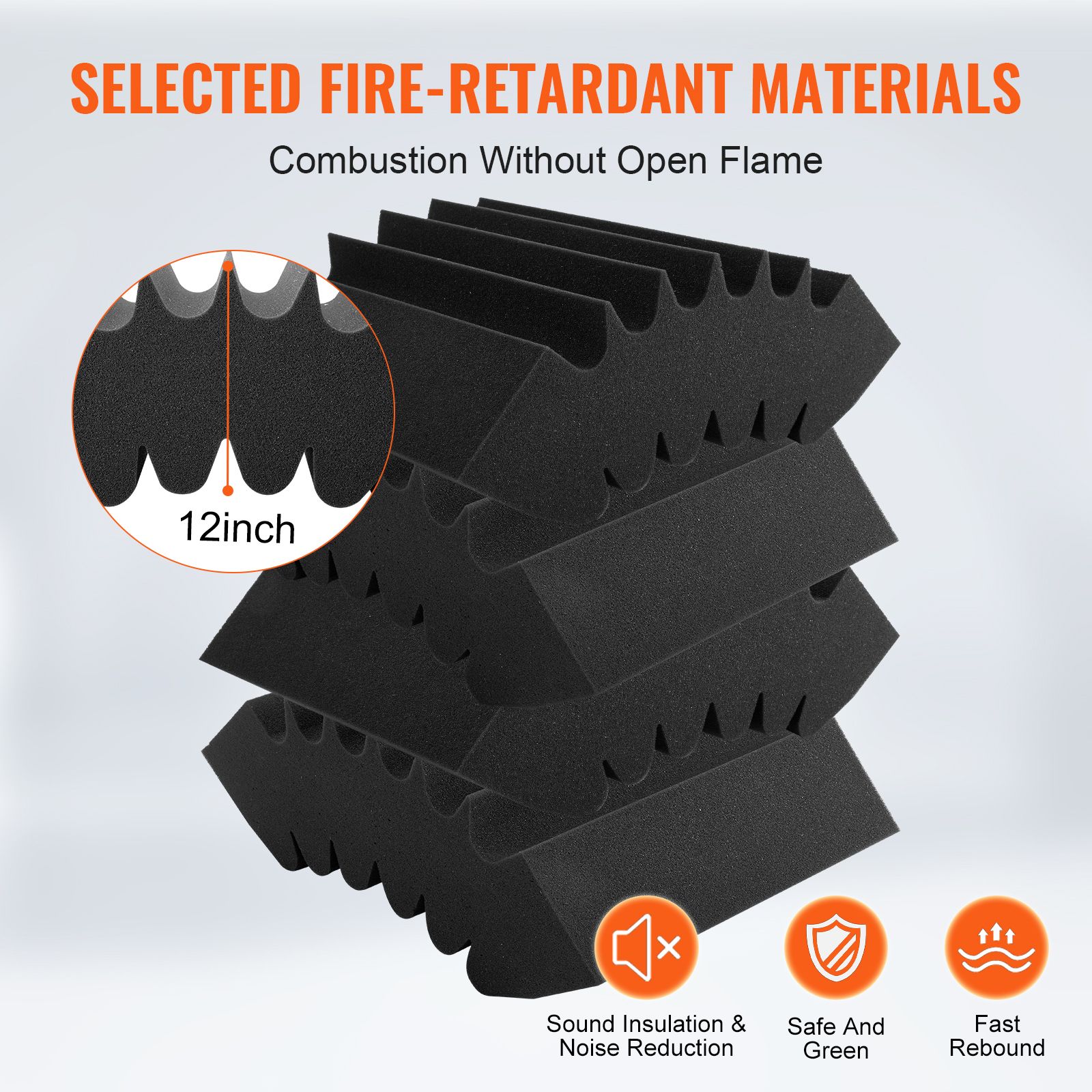 Acoustic Foam Panels 4 Pack 16.5 × 6.3 × 12 in Adhesive for Wall Ceiling — image 3