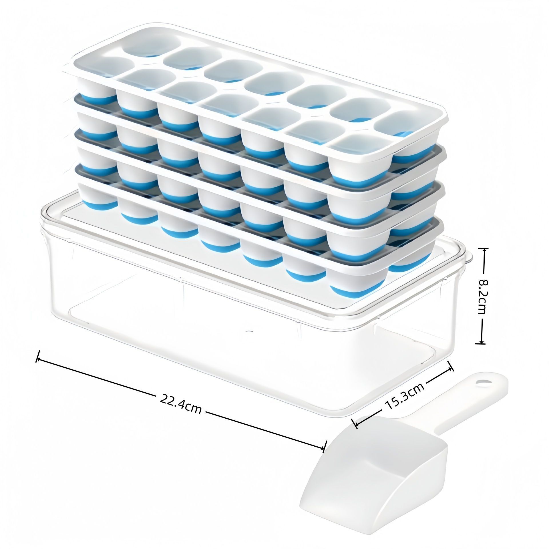 6Pcs 14-Grid Square Silicone Ice Cube Trays, Soft Bottom Ice Molds — image 5