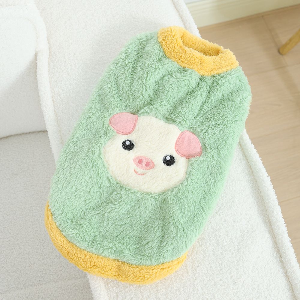 Dog Vest Fleece Winter Warm Pet Clothing Happy piggy style [light green] S [recommendation 1.0-2.5kg ]