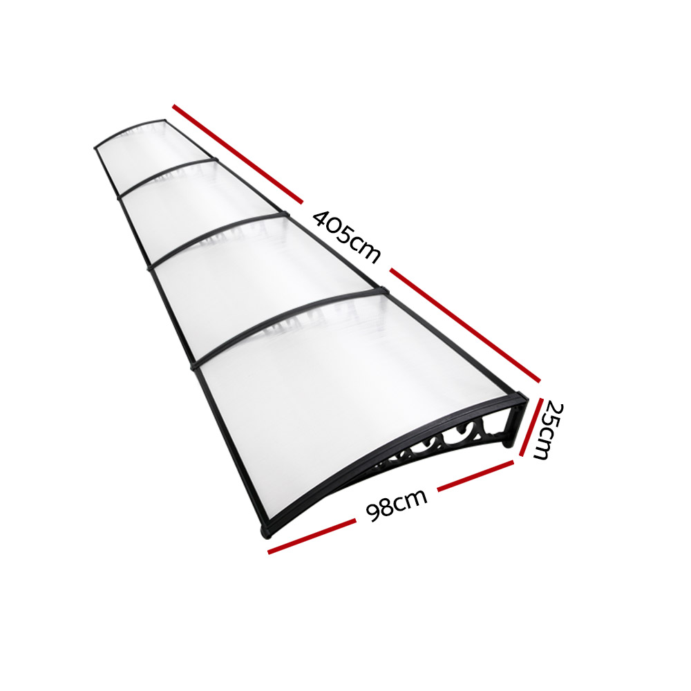 Instahut Window Door Awning 1mx4m Transparent — image 2