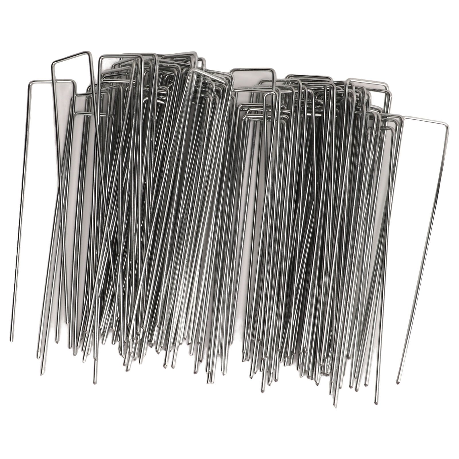 100Pcs U Shaped Garden Stakes Galvanized Steel Landscape Stakes Pins for Weed Barrier Sod Fabric Decorations Roughness 3mm/0.12in โ image 5