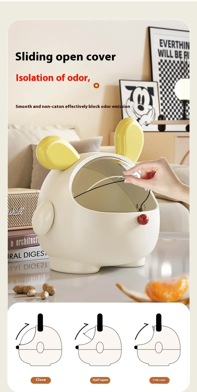 2PCS Yellow-Eared with polka dot Cute Puppy Desktop Bin with Lid - Mini Trash Can & Storage Organiser - Kawaii Office Decor for Vanity & Home Office — image 2