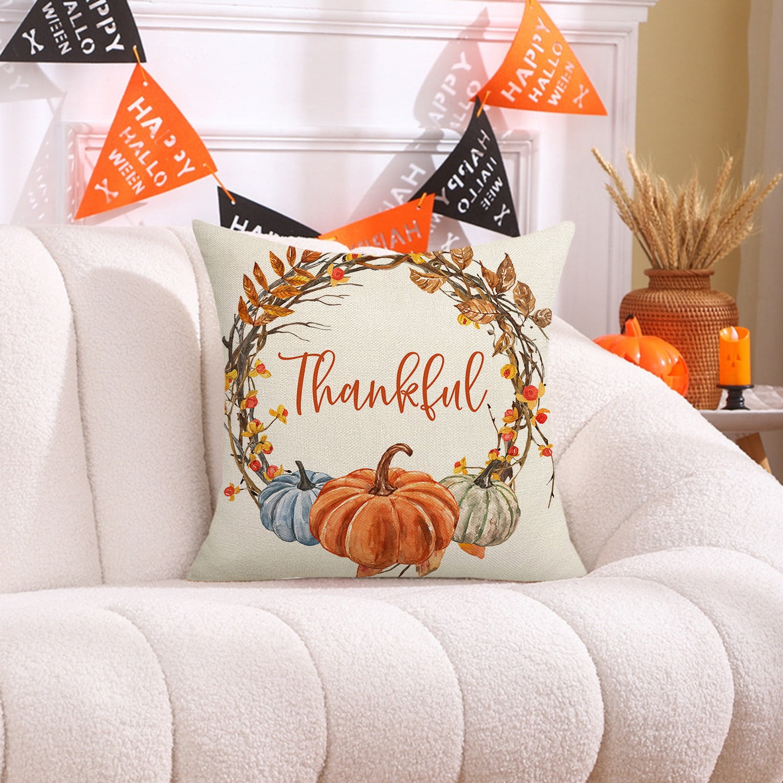 Fall Pillow Covers 18 x 18 inch Pumpkin Maple leaves Throw Pillow Covers Outdoor Autumn Thanksgiving Harvest Farmhouse Pillowcase Cushion Case for Home Sofa — image 4