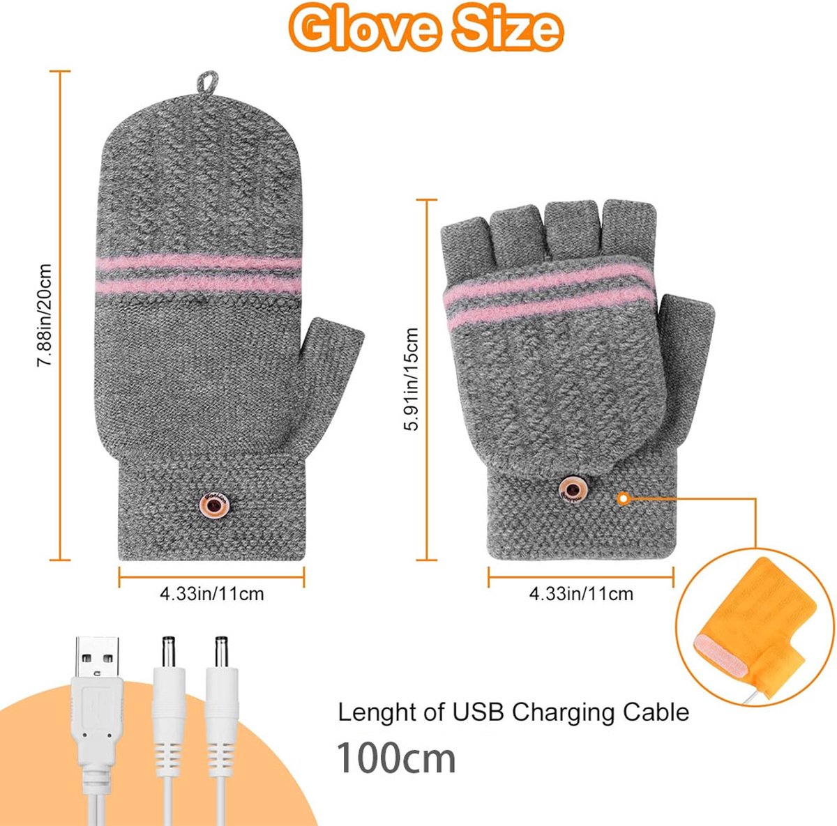 Heated Gloves - USB Heated Mittens - Heated Gloves - Electric Winter Gloves - Knitted Heated Gloves - Waterproof - Windproof - USB Rechargeable - Electrically — image 2
