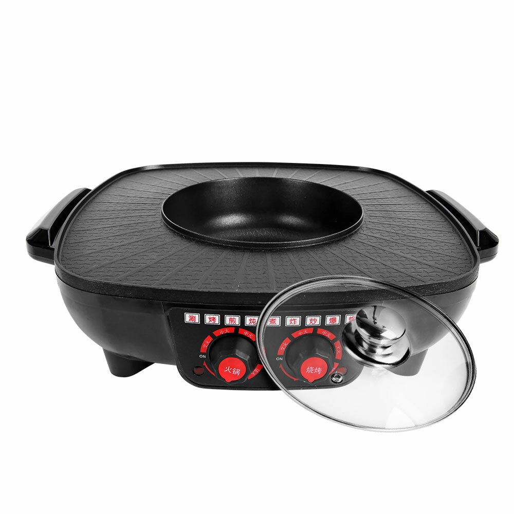 Electric 2 in 1 Hot Pot BBQ Oven Smokeless Barbecue Pan Grill Hotpot Machine — image 2