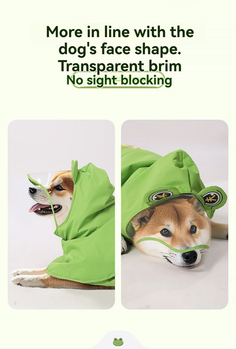 Dog Raincoat Shiba Inu Raincoat Corgi Raincoat Frog-Themed Dog Clothing - Green - Size XS-4-7.5kg โ image 6