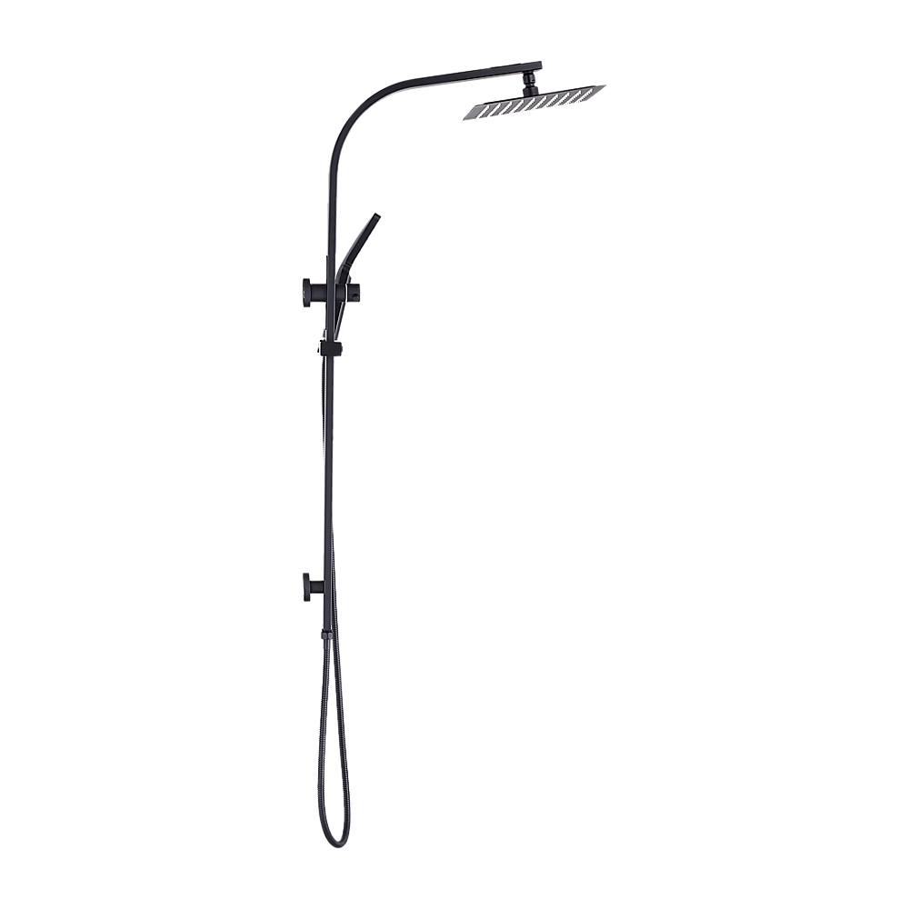 WELS 10" Rain Shower Head Set Square Dual Heads High Pressure with Handheld in Black โ image 4