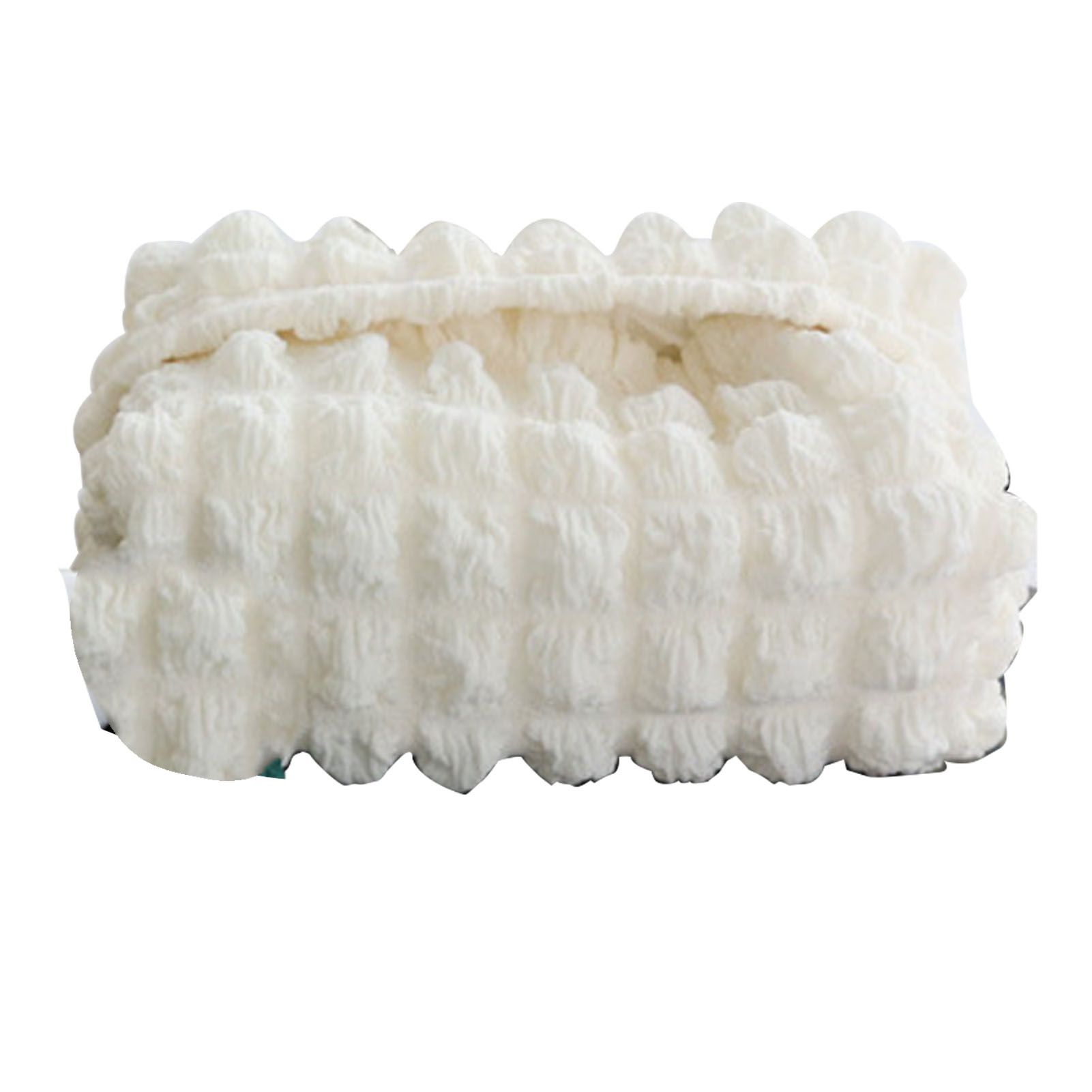 Tissue Box Cover Bag Polyester Cotton Bubble Yarn Decorative Tissue Bag Storage with Thick Canvas Lining Beige โ image 2