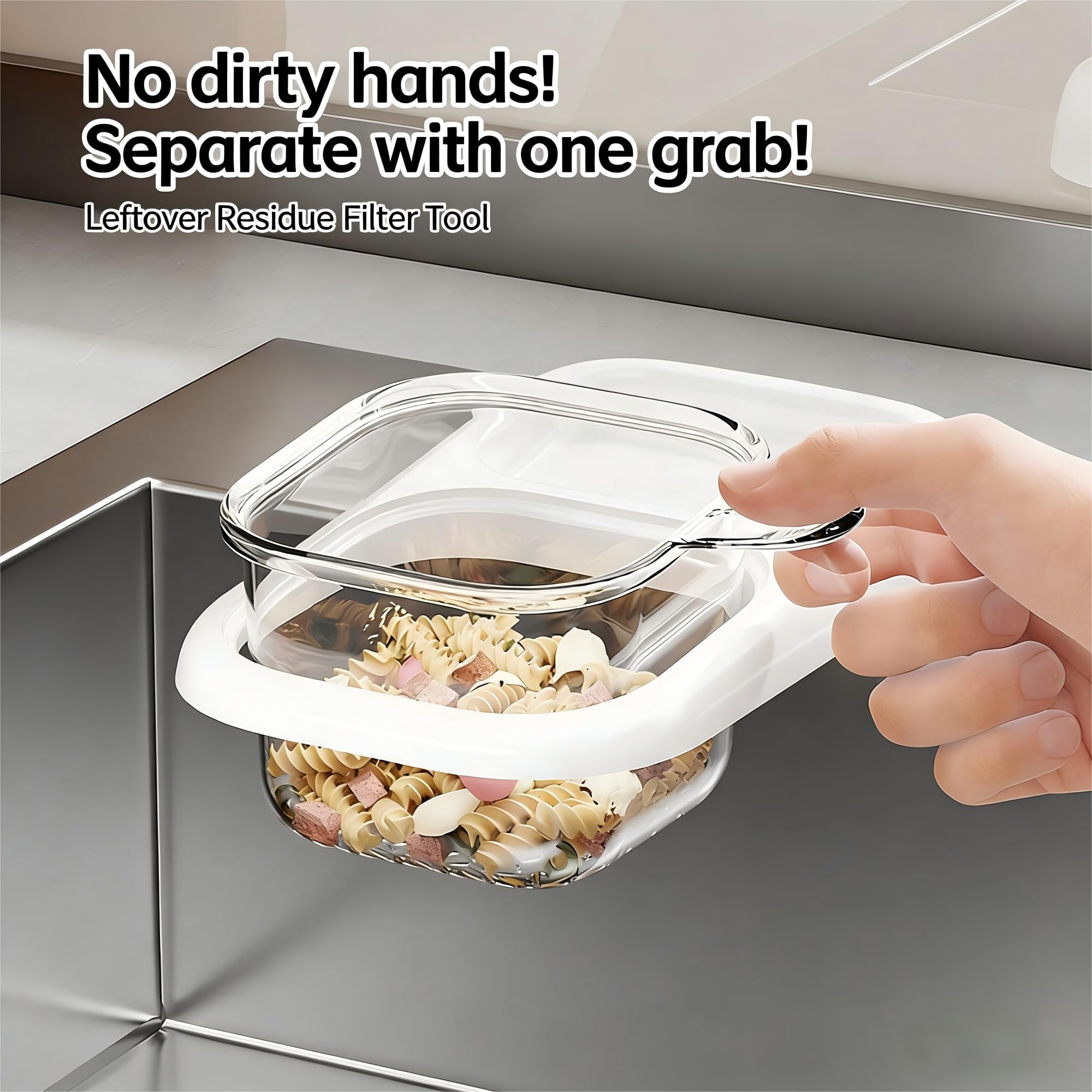 2-Pack Kitchen Sink Drain Basket – White Suction Mount Strainer for Food Waste, Tea Leaves & Vegetables – Space-Saving Filter with Top Storage (White) — image 4