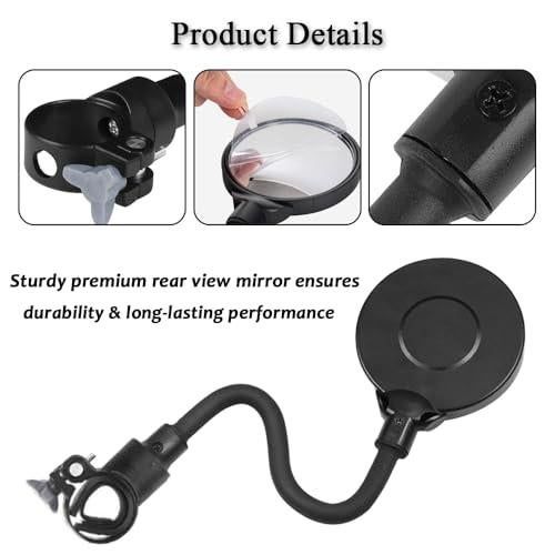 2 Pack 360° Rotating Wide Angle Rearview Mirror for Mobility Scooters and Wheelchairs (Black) — image 3