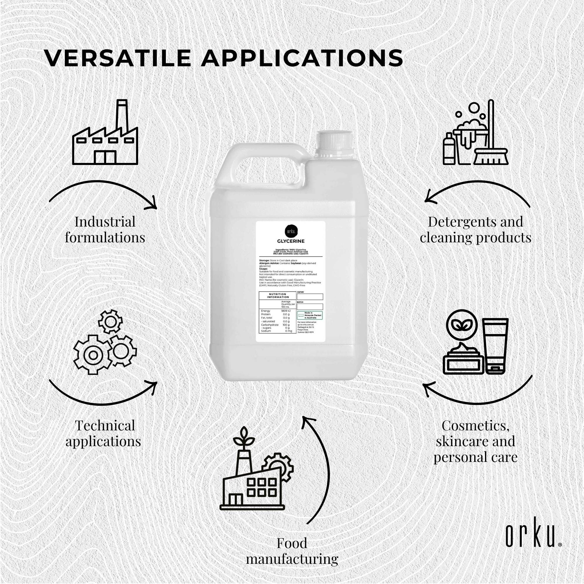 Orku 5L Glycerine 99.9% Pure USP Food Cosmetic Grade - Vegetable Glycerol — image 3