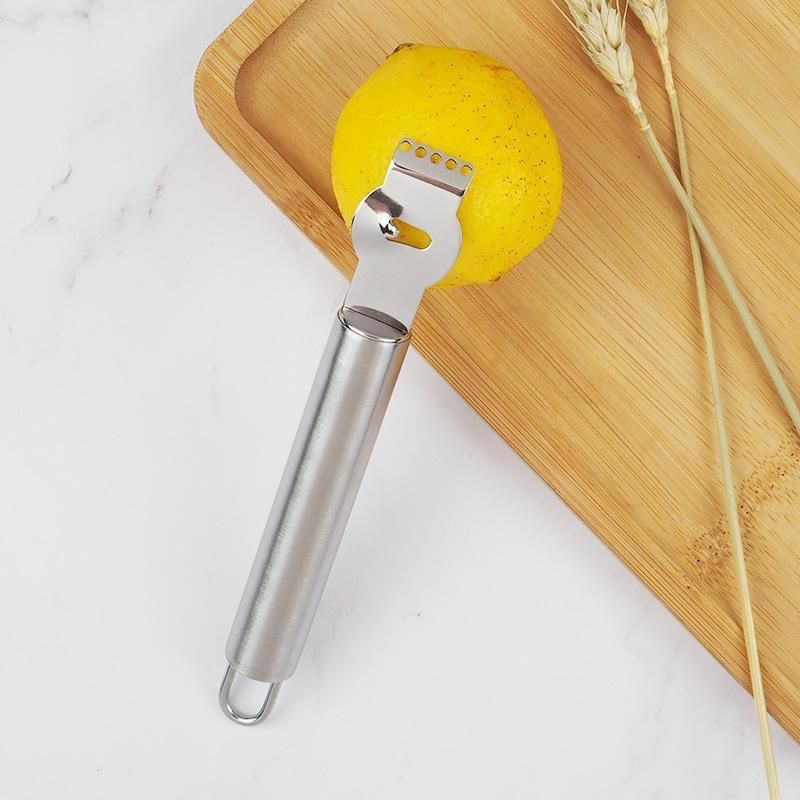 Lemon Zester Grater Knife Tool Stainless Steel with Channel Garnish Citrus Lime - Rose Gold — image 5